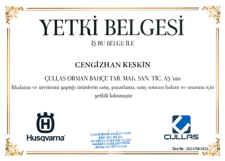 ÇULLAS YETKİLİ BAYİ BELGESİ